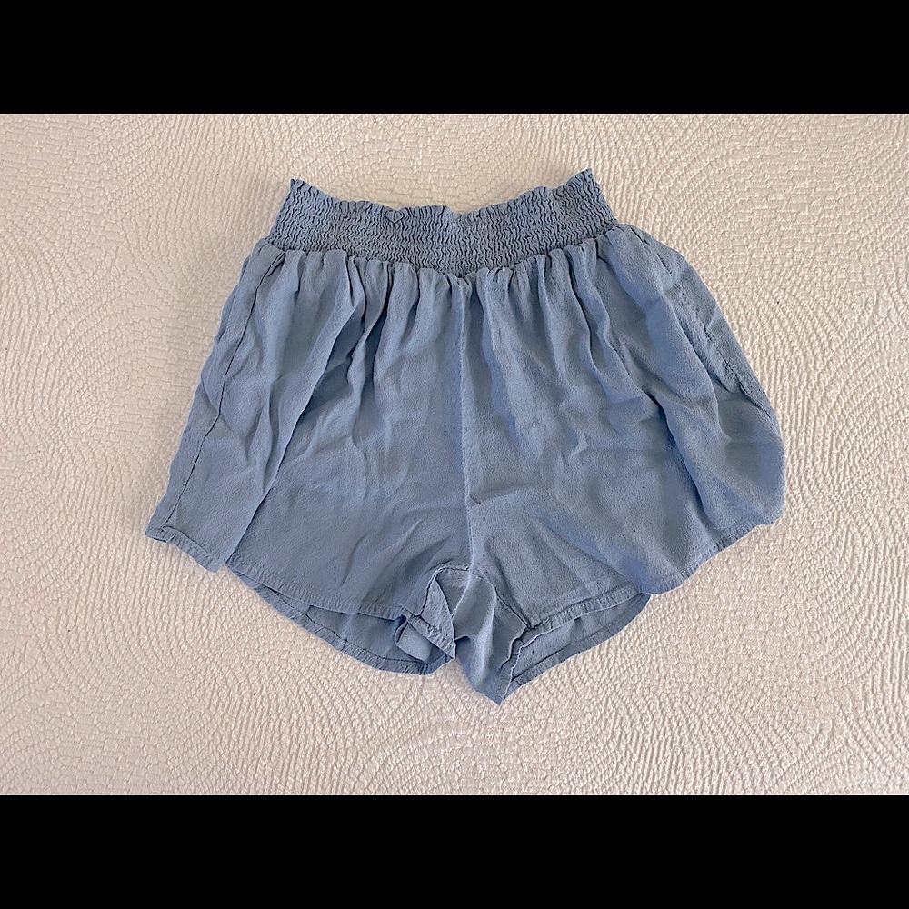 Elastic Flowy Summer Dusty Blue shorts
